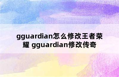 gguardian怎么修改王者荣耀 gguardian修改传奇